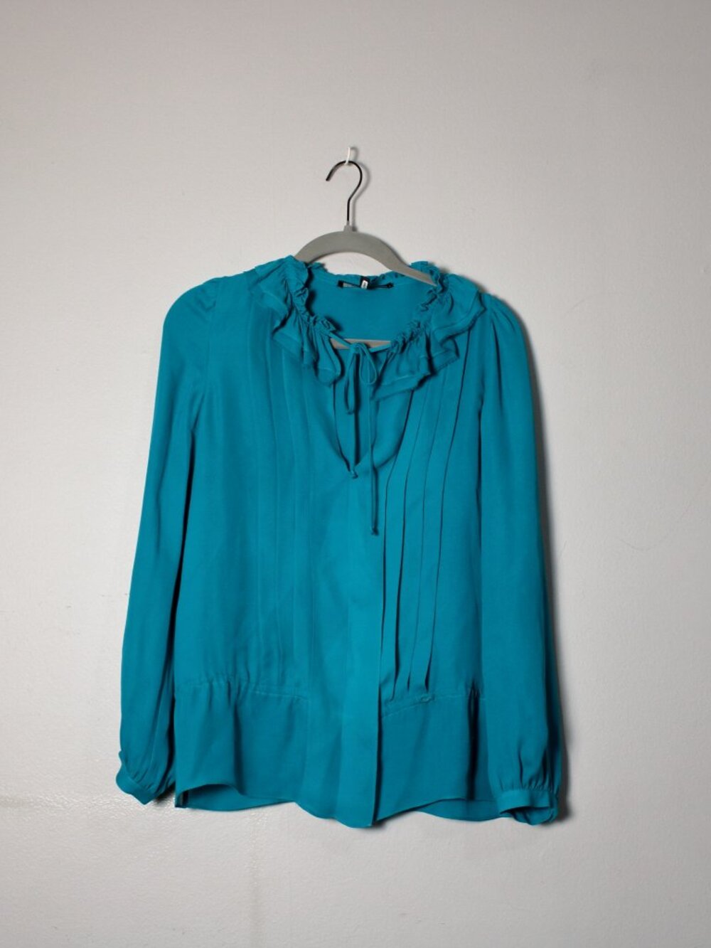 BCBG MAXAZRIA Turquoise Silk Blouse XS